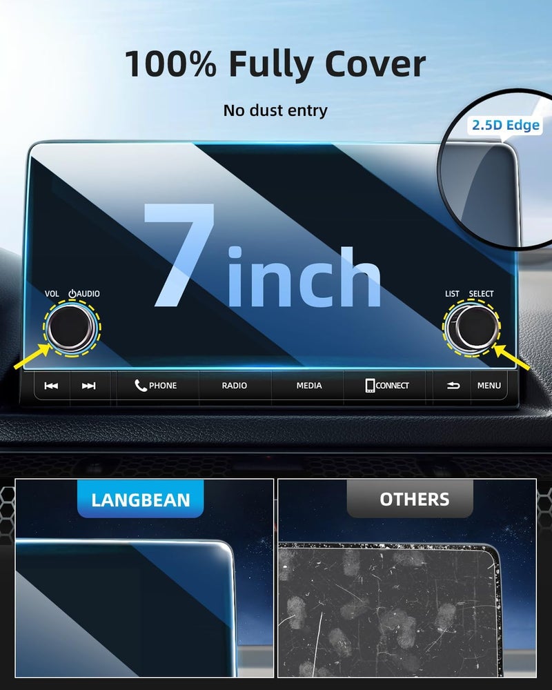 LANGBEAN 7 Inch Screen Protector for Honda Civic Sedan & Hatchbacks 2023 2024 2025, 9H Tempered Glass, HD Clear Film, Anti-Fingerprint & Bubble-Free Fit, Infotainment System Protection - Image 2